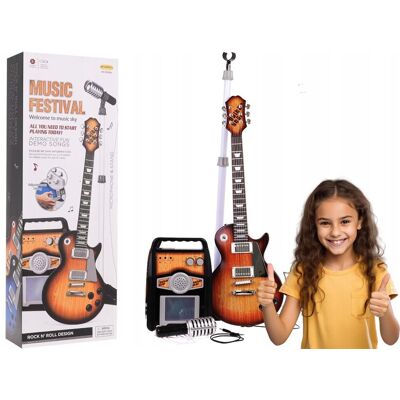 RAMIZ GITARA zestaw muzyczny WZMACNIACZ MIKROFON NA STELAŻU nauka gry na gitarze RAMIZ GITARA zestaw muzyczny WZMACNIACZ MIKROFON NA STELAŻU nauka gry na gitarze