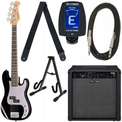 Inny producent Harley Benton PB-Shorty BK Standard Set 2 gitara basowa z wzmacniaczem Inny producent Harley Benton PB-Shorty BK Standard Set 2 gitara basowa z wzmacniaczem
