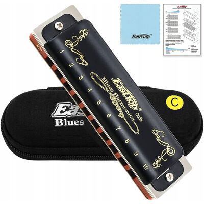 Kazoo Polska Harmonijka ustna diatoniczna bluesowa 10-kanałowa Cdur East Top T008K black Kazoo Polska Harmonijka ustna diatoniczna bluesowa 10-kanałowa Cdur East Top T008K black