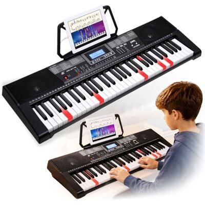 KEYBOARD elektroniczny dla dzieci 61 podświetlanych klawiszy pulpit do nut pedał sustain MK 2115 KEYBOARD elektroniczny dla dzieci 61 podświetlanych klawiszy pulpit do nut pedał sustain MK 2115
