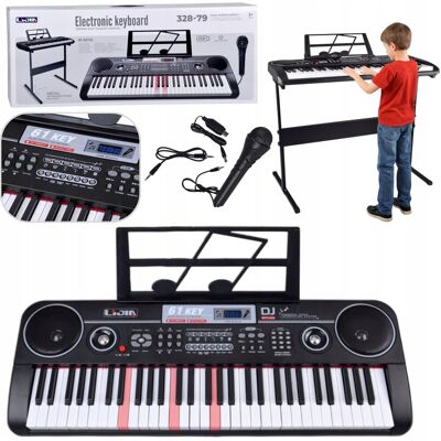 JOKOMISIADA Keyboard Organy 61 Klawiszy Podświetlane - Nauka Gry Mikrofon Stojak IN0187 JOKOMISIADA Keyboard Organy 61 Klawiszy Podświetlane - Nauka Gry Mikrofon Stojak IN0187
