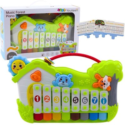 Lean Toys Muzyczne Pianinko Leśne Ksylofon + 5 Kart z Nutami Lean Toys Muzyczne Pianinko Leśne Ksylofon + 5 Kart z Nutami