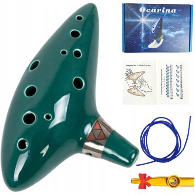 Kazoo Polska Okaryna ZELDA zielona oryginalna ocarina flet 12 otworów + chwyty + kazoo Kazoo Polska Okaryna ZELDA zielona oryginalna ocarina flet 12 otworów + chwyty + kazoo