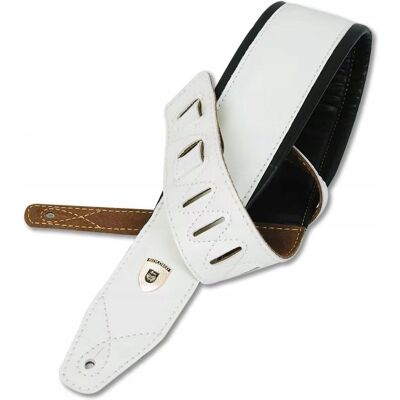 Inny producent PAS DO GITARY BASU PASEK SKÓRZANY 8,5 CM 107-144 CM REGULOWANY BIAŁY Inny producent PAS DO GITARY BASU PASEK SKÓRZANY 8,5 CM 107-144 CM REGULOWANY BIAŁY