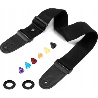 Inny producent Pasek Do Gitary 5cm Czarny Bawełniany Bassowy Gitarowy Wygodny Inny producent Pasek Do Gitary 5cm Czarny Bawełniany Bassowy Gitarowy Wygodny