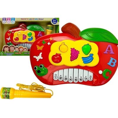 Lean Toys Pianinko Elektroniczne Jabłko + Mikrofon i Kabel JACK-JACK Lean Toys Pianinko Elektroniczne Jabłko + Mikrofon i Kabel JACK-JACK
