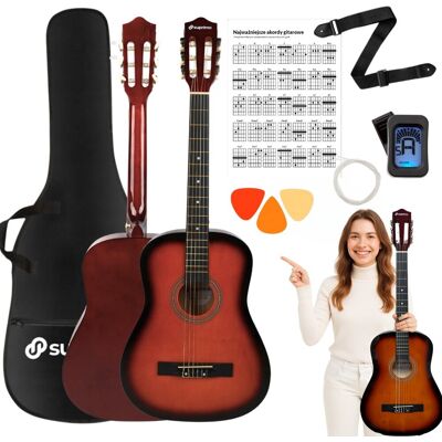 brak danych SUPRIMO CGS3 SB gitara klasyczna 4/4 sunburst tuner kostki pasek zapasowe struny pokrowiec akordy zestaw brak danych SUPRIMO CGS3 SB gitara klasyczna 4/4 sunburst tuner kostki pasek zapasowe struny pokrowiec akordy zestaw