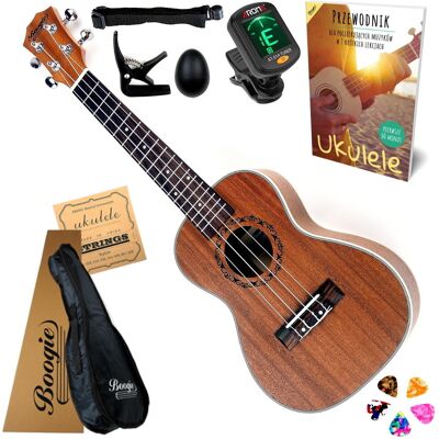 UKULELE KONCERTOWE BOOGIE L40KS - ZESTAW AKCESORIA - TUNER, PORADNIK I INNE UKULELE KONCERTOWE BOOGIE L40KS - ZESTAW AKCESORIA - TUNER, PORADNIK I INNE