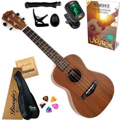 UKULELE KONCERTOWE BOOGIE LP30KS - ZESTAW AKCESORIA TUNER, PORADNIK I INNE UKULELE KONCERTOWE BOOGIE LP30KS - ZESTAW AKCESORIA TUNER, PORADNIK I INNE