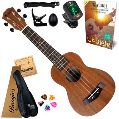 UKULELE SOPRANOWE BOOGIE LP30S - ZESTAW AKCESORIA - TUNER, PORADNIK I INNE UKULELE SOPRANOWE BOOGIE LP30S - ZESTAW AKCESORIA - TUNER, PORADNIK I INNE
