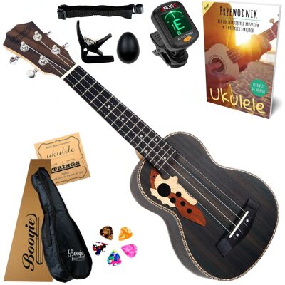 UKULELE SOPRANOWE BOOGIE MG20S - ZESTAW AKCESORIA - TUNER, PORADNIK I INNE UKULELE SOPRANOWE BOOGIE MG20S - ZESTAW AKCESORIA - TUNER, PORADNIK I INNE