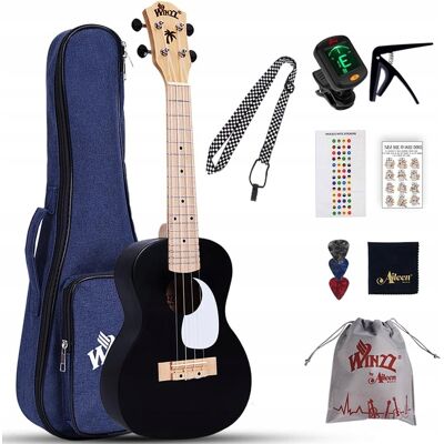 Inny producent UKULELE SOPRANOWE CZARNE DLA DZIECI DO NAUKI BOGATY ZESTAW POKROWIEC KOSTKI Inny producent UKULELE SOPRANOWE CZARNE DLA DZIECI DO NAUKI BOGATY ZESTAW POKROWIEC KOSTKI