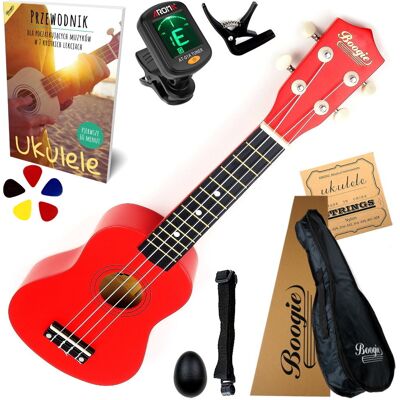 Boogie UKULELE SOPRANOWE DREWNIANE ZESTAW - AKCESORIA XXL - UKULELE DO NAUKI Boogie UKULELE SOPRANOWE DREWNIANE ZESTAW - AKCESORIA XXL - UKULELE DO NAUKI
