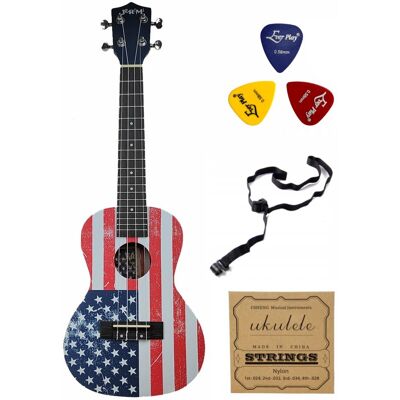 Ukulele sopranowe Jeremi S3-AM flaga USA zestaw Ukulele sopranowe Jeremi S3-AM flaga USA zestaw