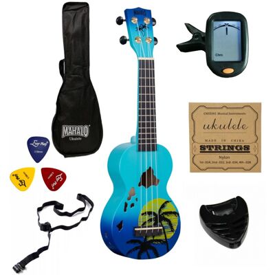 Ukulele Sopranowe Niebieskie - Mahalo Hawai ZESTAW Ukulele Sopranowe Niebieskie - Mahalo Hawai ZESTAW