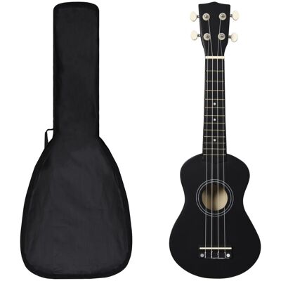 VidaXL Ukulele sopranowe z pokrowcem, dla dzieci, czarne, 21' VidaXL Ukulele sopranowe z pokrowcem, dla dzieci, czarne, 21'