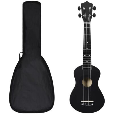 VidaXL Ukulele sopranowe z pokrowcem, dla dzieci, czarne, 23' VidaXL Ukulele sopranowe z pokrowcem, dla dzieci, czarne, 23'