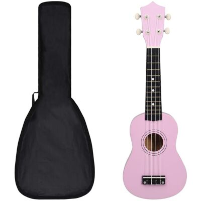 VidaXL Ukulele sopranowe z pokrowcem, dla dzieci, różowe, 21' VidaXL Ukulele sopranowe z pokrowcem, dla dzieci, różowe, 21'