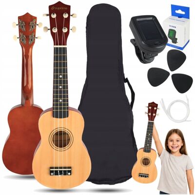 Inny producent UKULELE SOPRANOWE ZESTAW DLA DZIECI POKROWIEC KOSTKI DO GRY STRUNY STROIK Inny producent UKULELE SOPRANOWE ZESTAW DLA DZIECI POKROWIEC KOSTKI DO GRY STRUNY STROIK