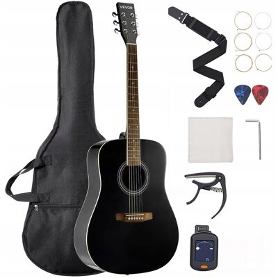 VEVOR GITARA AKUSTYCZNA DREADNOUGHT 41 IN ZESTAW DLA POCZĄTKUJĄCYCH CZARNA VEVOR GITARA AKUSTYCZNA DREADNOUGHT 41 IN ZESTAW DLA POCZĄTKUJĄCYCH CZARNA
