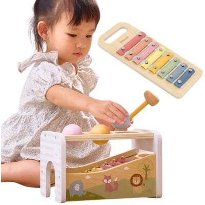 VIGA TOYS VIGA Drewniany Zestaw Wybijanka + Cymbałki Ksylofon 2w1 VIGA TOYS VIGA Drewniany Zestaw Wybijanka + Cymbałki Ksylofon 2w1