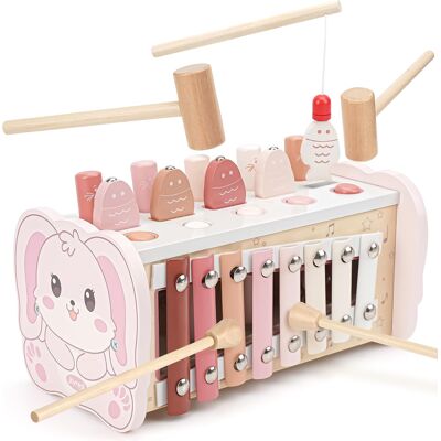 Inny producent Drewniane Zabawki Montessori 4w1 Ksylofon Łapacz Mola Dla 1-3 Lat Różowy Inny producent Drewniane Zabawki Montessori 4w1 Ksylofon Łapacz Mola Dla 1-3 Lat Różowy