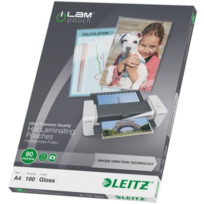 Leitz Folie do laminowania ILAM, 80 mikronów, A4, 100 szt. Leitz Folie do laminowania ILAM, 80 mikronów, A4, 100 szt.