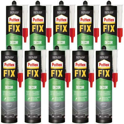 Henkel Klej Montażowy Pattex Fix Decor, 10 Szt. - 380 G Do Wnętrz Wodoodporny Elastyczny Bez Rozpuszczalnika Drewno Gips Styropian Henkel Klej Montażowy Pattex Fix Decor, 10 Szt. - 380 G Do Wnętrz Wodoodporny Elastyczny Bez Rozpuszczalnika Drewno Gips Styropian