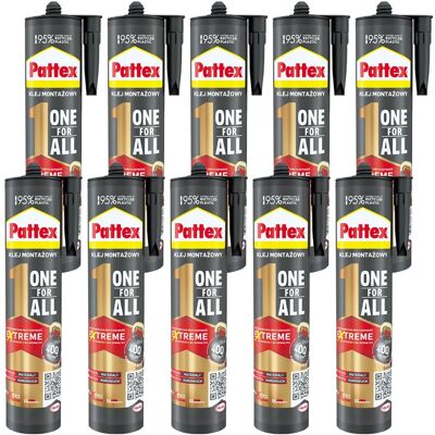 Henkel Klej Montażowy Pattex One For All, 10 Szt. - 440g Błyskawiczna Przyczepność Wodoodporny Uniwersalny Elastyczny Do Wnętrz I Na Zewnątrz Henkel Klej Montażowy Pattex One For All, 10 Szt. - 440g Błyskawiczna Przyczepność Wodoodporny Uniwersalny Elastyczny Do Wnętrz I Na Zewnątrz