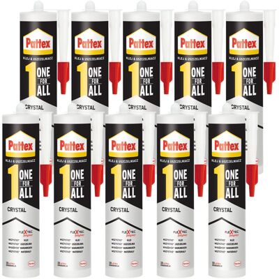 Henkel Klej Montażowy Pattex One For All Crystal, 10 Szt. - 290g Przezroczysty Uniwersalny Uszczelniacz Odporny Na Wodę I Uv Henkel Klej Montażowy Pattex One For All Crystal, 10 Szt. - 290g Przezroczysty Uniwersalny Uszczelniacz Odporny Na Wodę I Uv