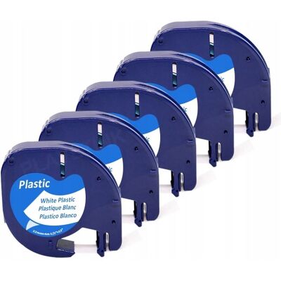 Inny producent 10x Taśma do etykiet Dymo 12mm czarny nadruk / biała, plastikowa Inny producent 10x Taśma do etykiet Dymo 12mm czarny nadruk / biała, plastikowa