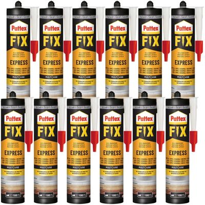 Henkel Klej Montażowy Pattex Fix Express, 12 Szt. – 375g Błyskawiczny Wodoodporny Elastyczny Do Drewna Ceramiki Plastiku Henkel Klej Montażowy Pattex Fix Express, 12 Szt. – 375g Błyskawiczny Wodoodporny Elastyczny Do Drewna Ceramiki Plastiku