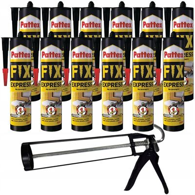 Klej Montażowy Pattex Fix Express, 12 Szt. - 375g Błyskawiczny Elastyczny Wodoodporny Do Szkła Metalu Drewna Plastiku Klej Montażowy Pattex Fix Express, 12 Szt. - 375g Błyskawiczny Elastyczny Wodoodporny Do Szkła Metalu Drewna Plastiku
