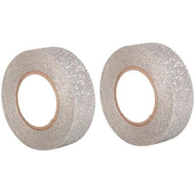 Rayher 2 taśmy brokatowe 5 m x 1,5 cm - srebrny Rayher 2 taśmy brokatowe 5 m x 1,5 cm - srebrny