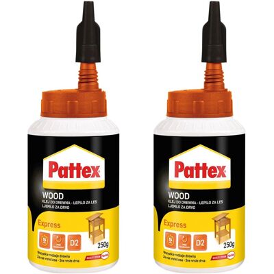 Klej Do Drewna Pattex Express, 2 Szt. - 250ml Szybkoschnący Bezbarwny Mocny Stolarski Montażowy Klej Do Drewna Pattex Express, 2 Szt. - 250ml Szybkoschnący Bezbarwny Mocny Stolarski Montażowy