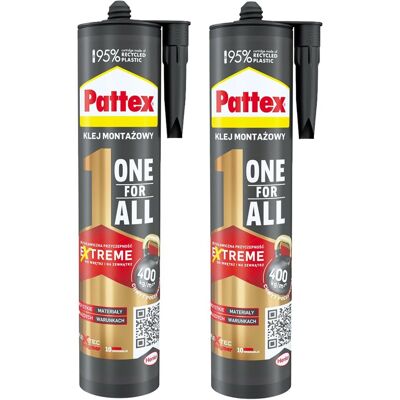 Henkel Klej Montażowy Pattex One For All, 2 Szt. - 440g Błyskawiczna Przyczepność Wodoodporny Uniwersalny Elastyczny Do Wnętrz I Na Zewnątrz Henkel Klej Montażowy Pattex One For All, 2 Szt. - 440g Błyskawiczna Przyczepność Wodoodporny Uniwersalny Elastyczny Do Wnętrz I Na Zewnątrz
