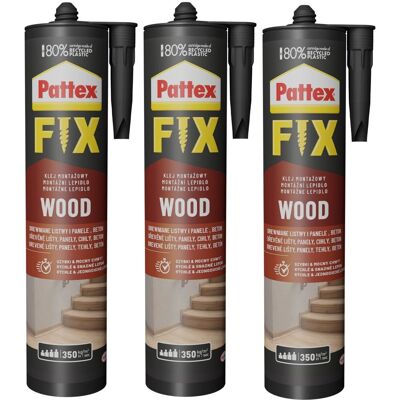 Henkel Klej Montażowy Pattex Fix Drewno, 3 Szt. - 385g Wodoodporny Do Paneli Listew Ceramiki Styropianu Henkel Klej Montażowy Pattex Fix Drewno, 3 Szt. - 385g Wodoodporny Do Paneli Listew Ceramiki Styropianu