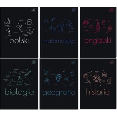 Interdruk 6 x Brulion tematyczny A5 80k zeszyty TWARDA OKŁADKA ze ściągą Interdruk 6 x Brulion tematyczny A5 80k zeszyty TWARDA OKŁADKA ze ściągą