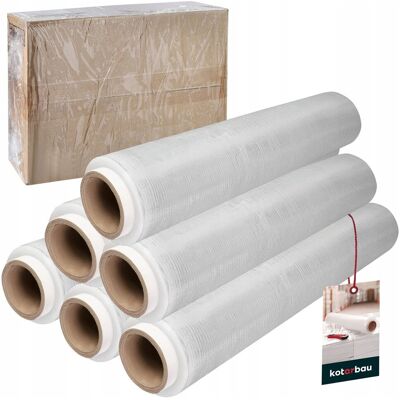 Kotarbau 6X Folia Stretch Strech Strecz 1,5 Rolka Transparentna Bezbarwna Pakowania Kotarbau 6X Folia Stretch Strech Strecz 1,5 Rolka Transparentna Bezbarwna Pakowania
