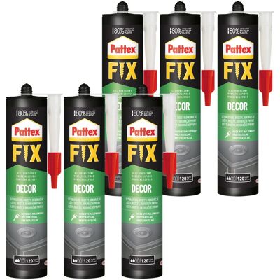 Henkel Klej Montażowy Pattex Fix Decor, 6 Szt. - 380g Do Wnętrz Wodoodporny Elastyczny Do Drewna Styropianu Ceramiki Henkel Klej Montażowy Pattex Fix Decor, 6 Szt. - 380g Do Wnętrz Wodoodporny Elastyczny Do Drewna Styropianu Ceramiki