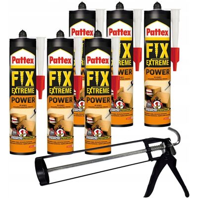 Klej Montażowy Pattex Fix Extreme Power, 6 Szt. - 385 Ml Klej Szybkoschnący Do Drewna Betonu Ceramiki Styropianu Z Wyciskaczem Klej Montażowy Pattex Fix Extreme Power, 6 Szt. - 385 Ml Klej Szybkoschnący Do Drewna Betonu Ceramiki Styropianu Z Wyciskaczem