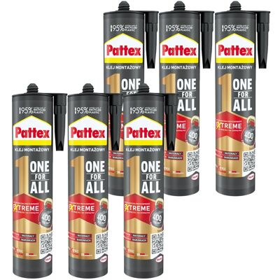 Henkel Klej Montażowy Pattex One For All, 6 Szt. - 440g Błyskawiczna Przyczepność Wodoodporny Elastyczny Do Wnętrz I Na Zewnątrz Henkel Klej Montażowy Pattex One For All, 6 Szt. - 440g Błyskawiczna Przyczepność Wodoodporny Elastyczny Do Wnętrz I Na Zewnątrz