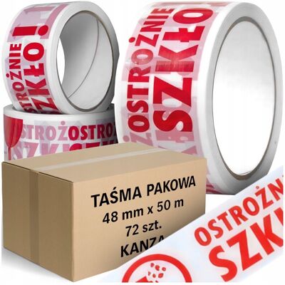 KANZA 72x TAŚMA PAKOWA KLEJĄCA OSTROŻNIE SZKŁO BEZPIECZEŃSTWA UWAGA SZKŁO 50M KANZA 72x TAŚMA PAKOWA KLEJĄCA OSTROŻNIE SZKŁO BEZPIECZEŃSTWA UWAGA SZKŁO 50M