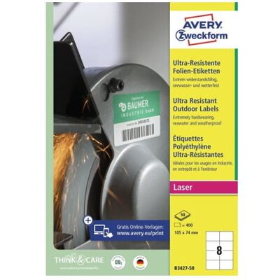 Avery Zweckform Etykiety Polietylenowe Ultra Resistant A4 50ark.105x74mm Avery Zweckform Etykiety Polietylenowe Ultra Resistant A4 50ark.105x74mm