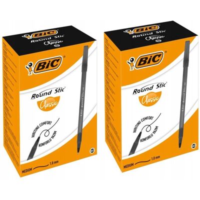Bic Round Stic Classic Długopis Czarny Zestaw 120 Sztuk Bic Round Stic Classic Długopis Czarny Zestaw 120 Sztuk