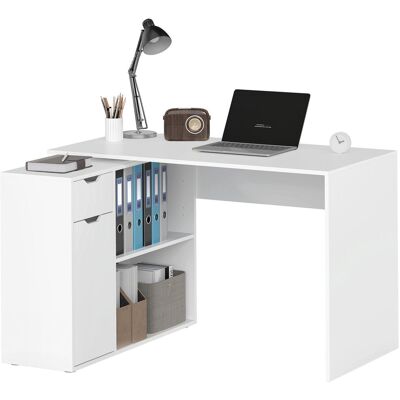 Biurko narożne HOMCOM, w kształcie litery L, komputerowe z otwartymi półkami, szufladą, 1 drzwiami, kątowe biurko na dokumenty A4, 120 x 96 x 75 cm,.. Biurko narożne HOMCOM, w kształcie litery L, komputerowe z otwartymi półkami, szufladą, 1 drzwiami, kątowe biurko na dokumenty A4, 120 x 96 x 75 cm,..