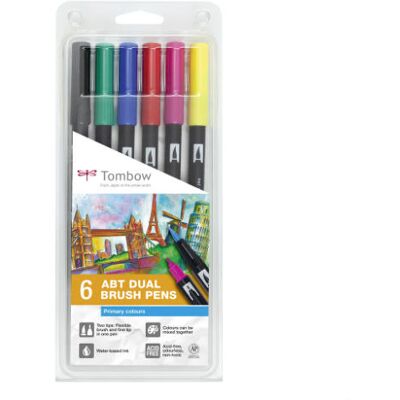 Brush Pen Tombow - Zestaw 6 Szt - Podstawowe Kolory Brush Pen Tombow - Zestaw 6 Szt - Podstawowe Kolory
