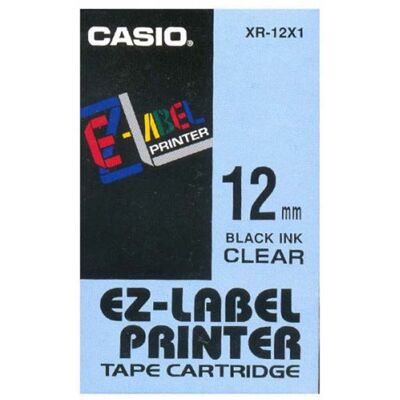 Inny producent Casio oryginalny taśma do drukarek etykiet, Casio, XR-12X1, czarny druk/przezroczysty podkład, nielaminowany, 8m, 12mm Inny producent Casio oryginalny taśma do drukarek etykiet, Casio, XR-12X1, czarny druk/przezroczysty podkład, nielaminowany, 8m, 12mm