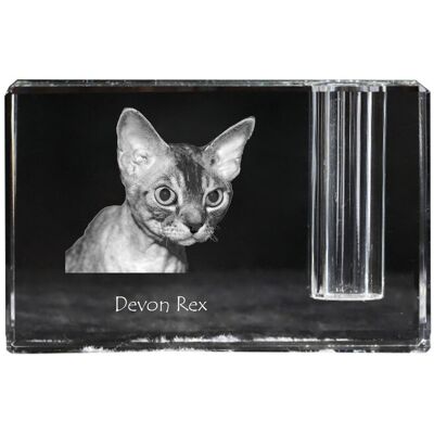 Devon Rex - stojak na długopis, kryształowy organizer ze zdjęciem kota, unikatowa ozdoba biurka marki Art-Dog Devon Rex - stojak na długopis, kryształowy organizer ze zdjęciem kota, unikatowa ozdoba biurka marki Art-Dog