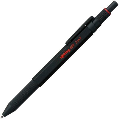 DŁUGOPIS 600 CZARNY 3W1, CZARNY+CZERWONY+OŁÓWEK, ROTRING DŁUGOPIS 600 CZARNY 3W1, CZARNY+CZERWONY+OŁÓWEK, ROTRING